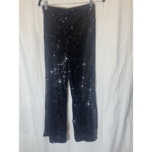 House Of Harlow 1960 High Waisted‎ Wide Leg All Over Sequin Pants Black XS L30